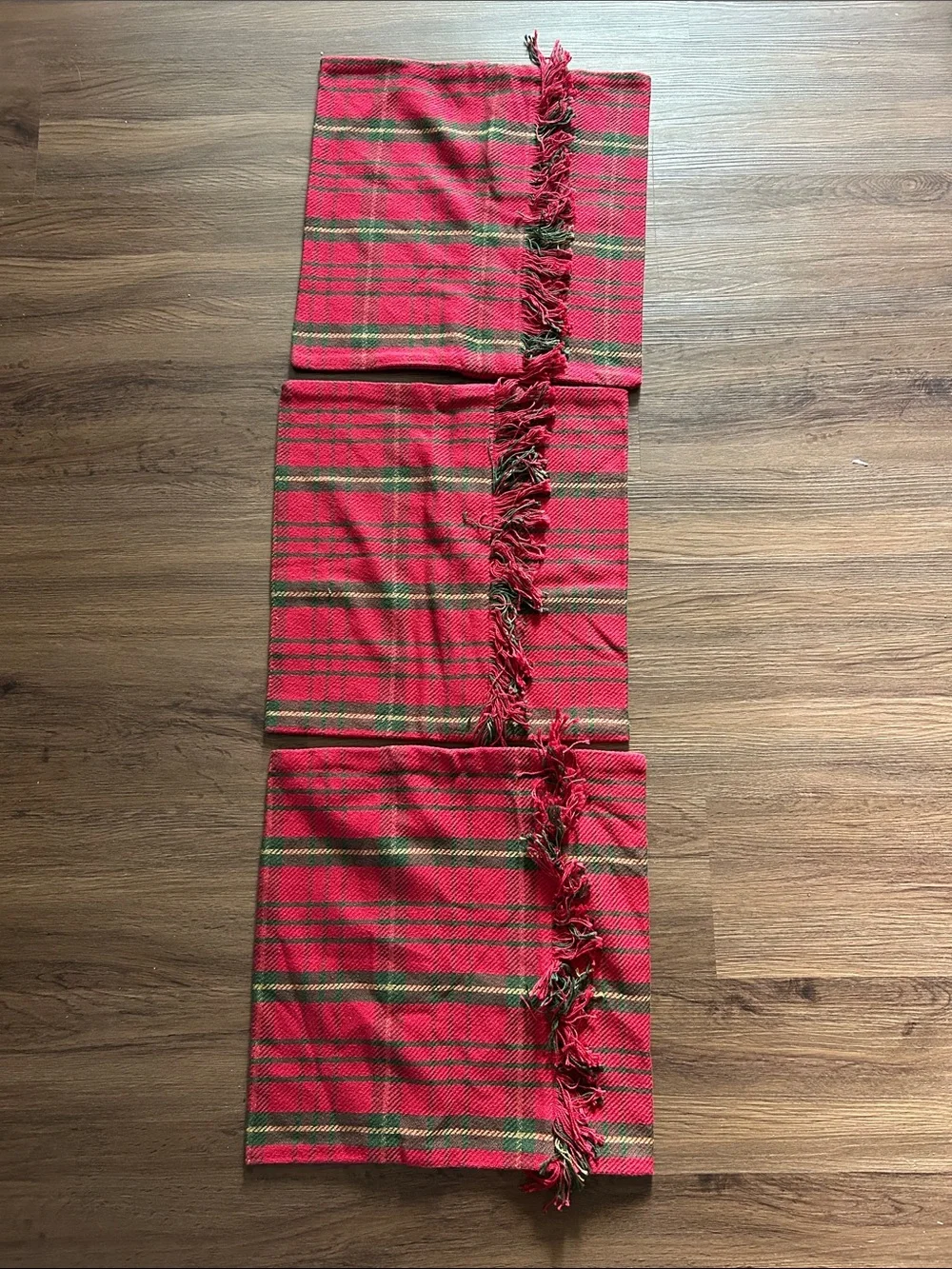 Set of 3 red/green plaid pillow covers